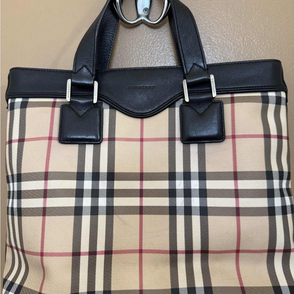 Burberry Tan and Black Plaid Handbag